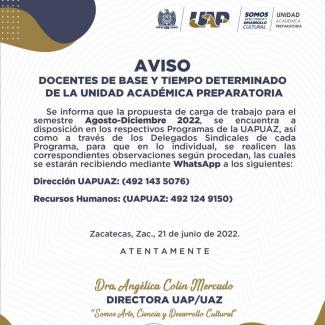 Cargas de trabajo Agosto - Diciembre 2022