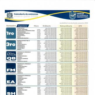Calendario semestre de recuperación