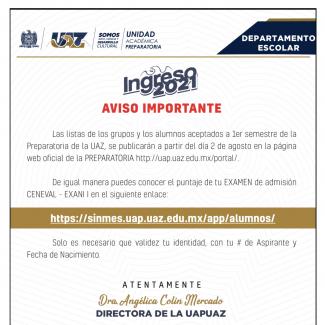 Aviso, resultados a partir del 2 de agosto