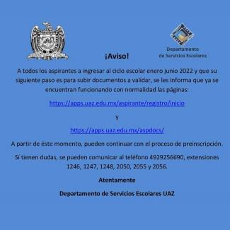 Información sobre proceso de Inscripción