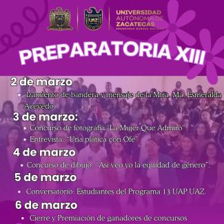 Programa del día de la mujer de Prepa 13