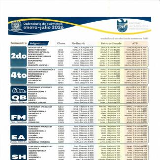Calendario semestre regular